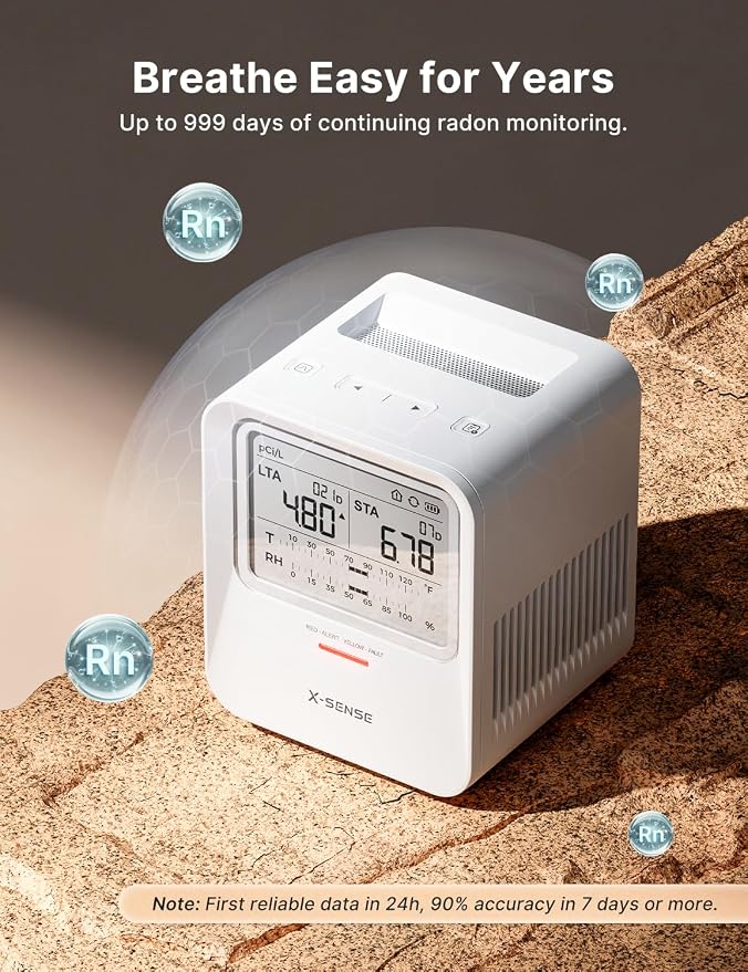 X-Sense Radon Detector for Home, Audible & Visual Alerts, XR0B-SR | Up to 90% - Image 2