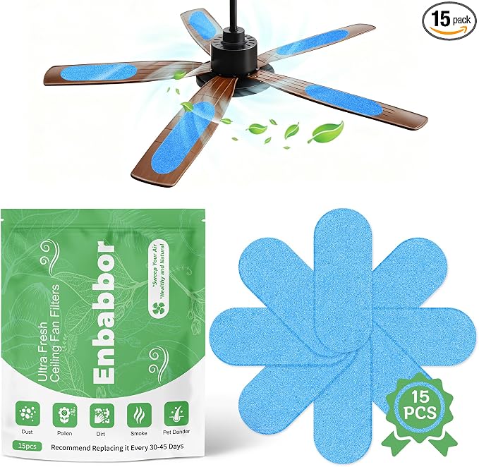 15Pcs Ceiling Fan Air Purifier Filters, Activated Carbon Fiber Cotton, Odors & by PestBugsRepellent