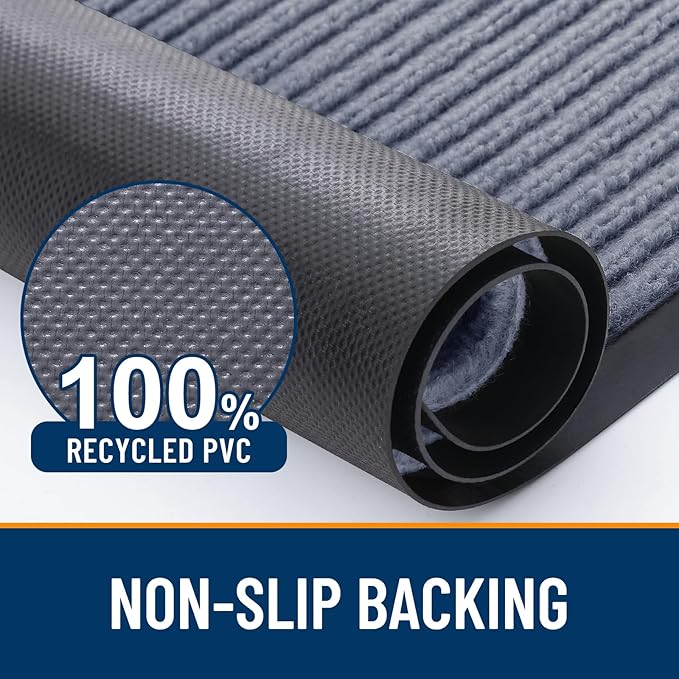 OLANLY Front Door Mat Indoor Outdoor Entrance, 2-Pack 47 x 32 Inch, Waterproof Heavy Duty Doormat, Fade Resistant, Low Profile, Easy Clean Patio Porch Welcome Floor Mats for Entry, Ash Grey