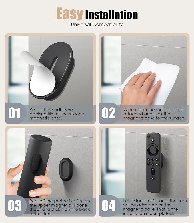5 Pack Magnetic Remote Control Holder Wall Mount, Upgraded No Drill - Image 5