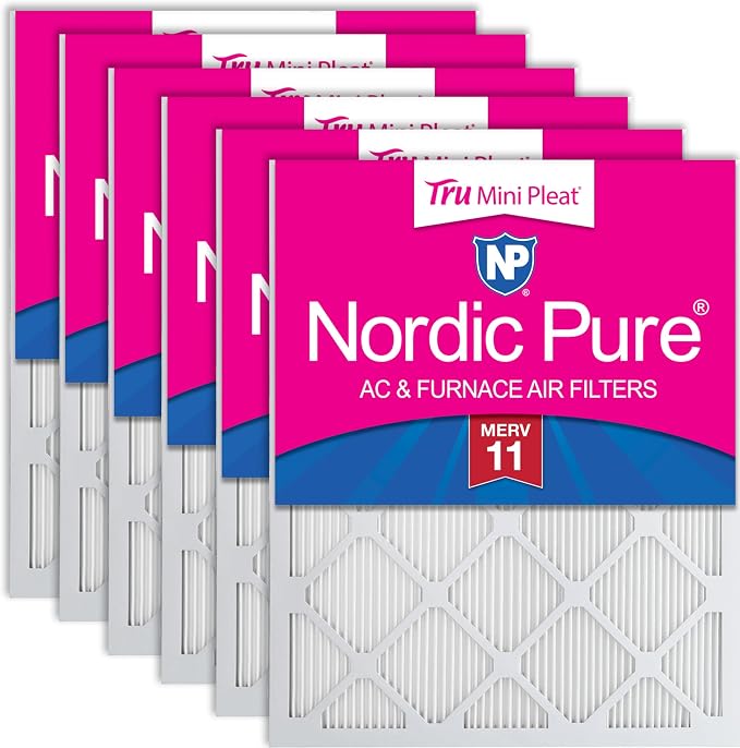 Nordic Pure 20x20x1 Tru Mini Pleat MERV 11 AC Furnace Air Filters 6 Pack | by NordicPure