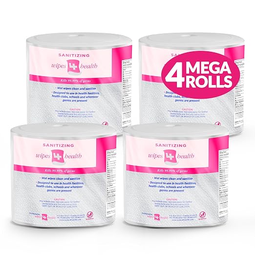 Sanitizing Wipes: 4000 Unscented Wet Wipes: 4 Refill Mega Rolls by MonkeyMovement