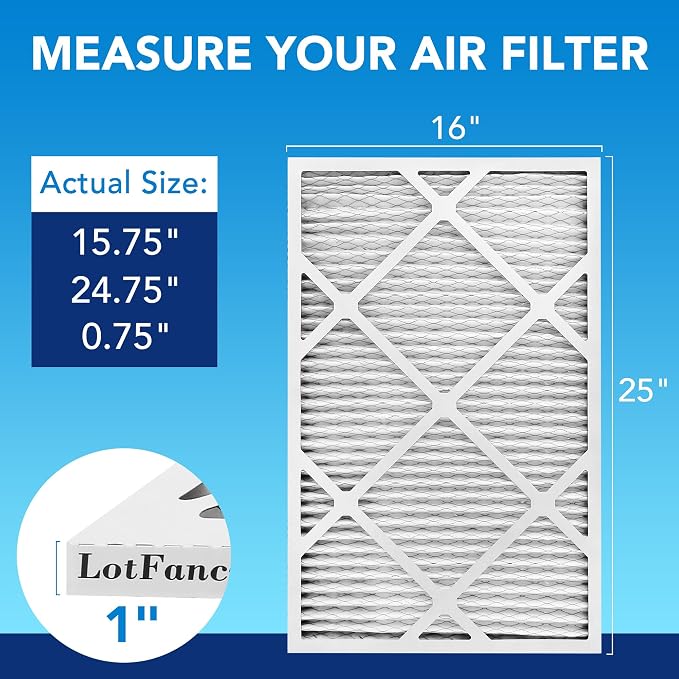 LotFancy 16x25x1 Air Filter MERV 13 6-Pack, Electrostatic Pleated HVAC Furnace - Image 2