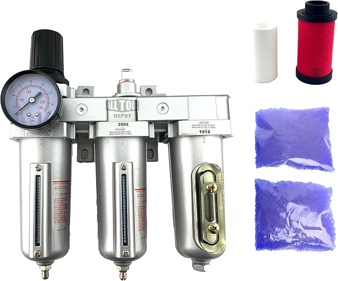 3 STAGE, HEAVY DUTY INDUSTRIAL GRADE FILTER REGULATOR COALESCING DESICCANT by AllToolDepot