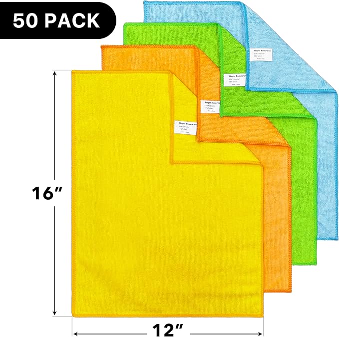 Simple Houseware Microfiber Cleaning Cloth 50 Pack, 4 Colors - Image 2