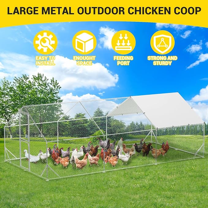 9.8X19.7x6.6FT, Large Walk in Chicken Run Pen Cage, Metal Coop Clearance - Image 6