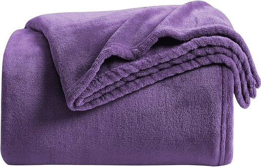 KMUSET Super Soft Throw Blanket Premium Silky Flannel Fleece Throw Size Purple Microfiber Lightweight Blanket All Season Use