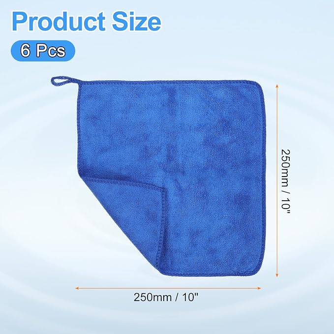 HARFINGTON 6 Pack Microfiber Cleaning Cloth, Sapphire Blue - Image 2
