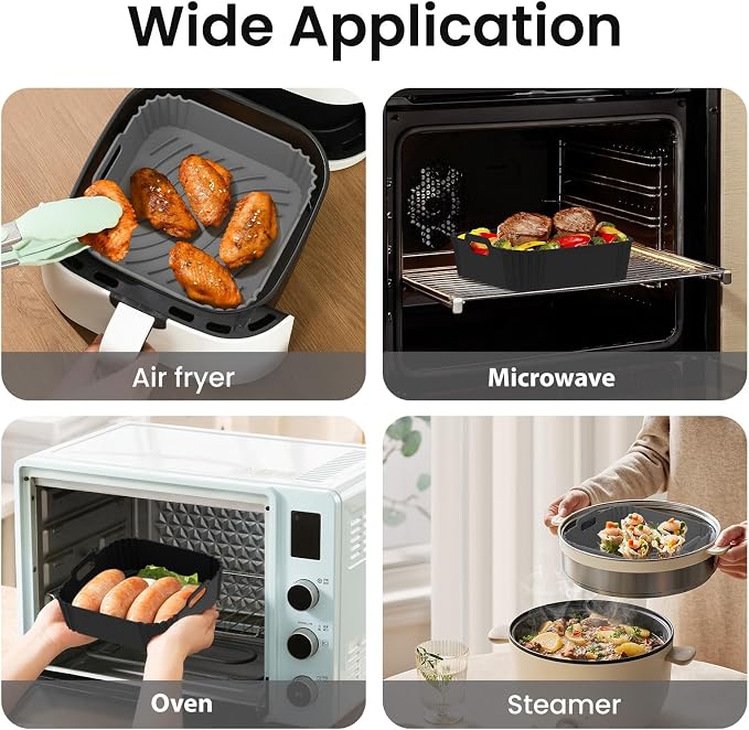 Redfly 2 Pack Silicone Air Fryer Liners, Square Reusable Non-Stick Basket - Image 6