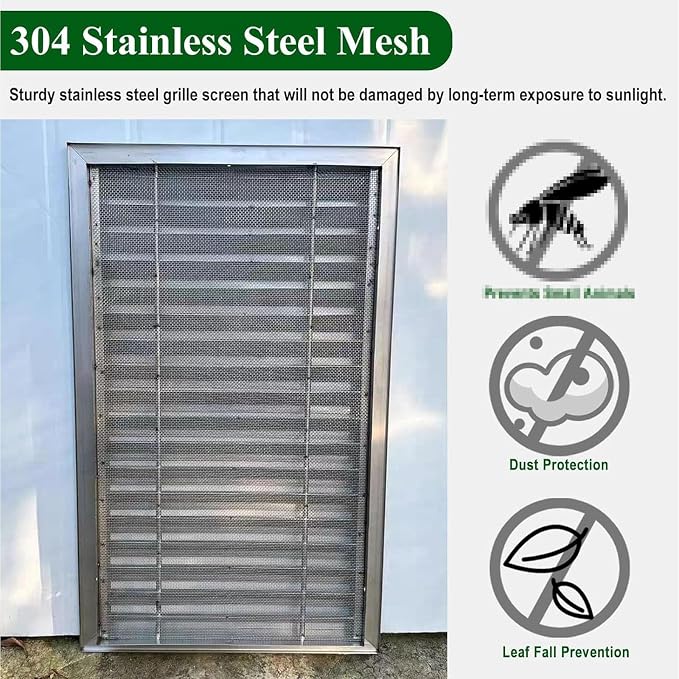 Heat Dissipation Louvered Vent Wall Gable Vents 304 Stainless Steel, - Image 4