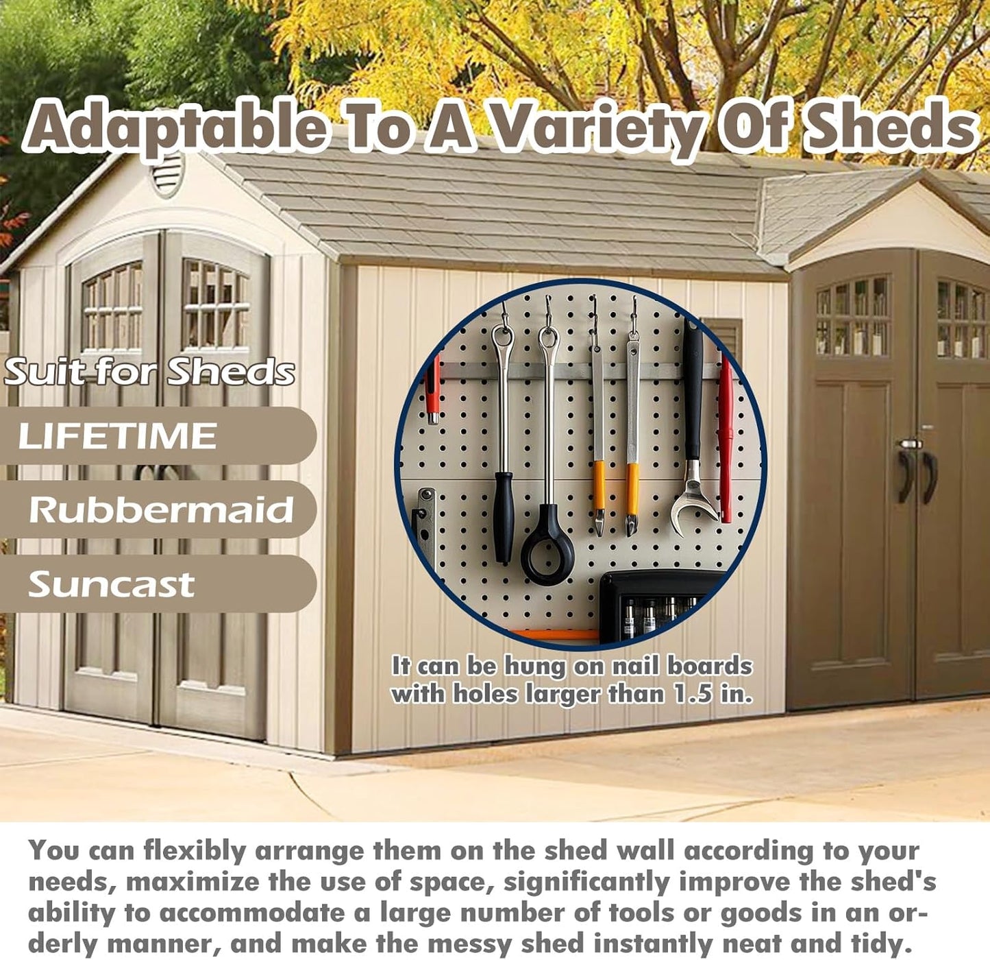 10 Pcs Shed Hooks, Long Shed Hooks for Tools Shovels Rakes Storage, Shed Accessories for Hanging Heavy Duty Individual