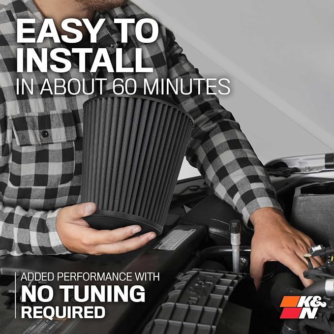 K&N Cold Air Intake System: Dry-Flow Air Filter, Increase Performance & Towing: - Image 9