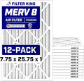 Filter King Air Filters 7.75x25.75x1 | 12 Pack | MERV 8 HVAC Pleated AC Furnace by FilterKing