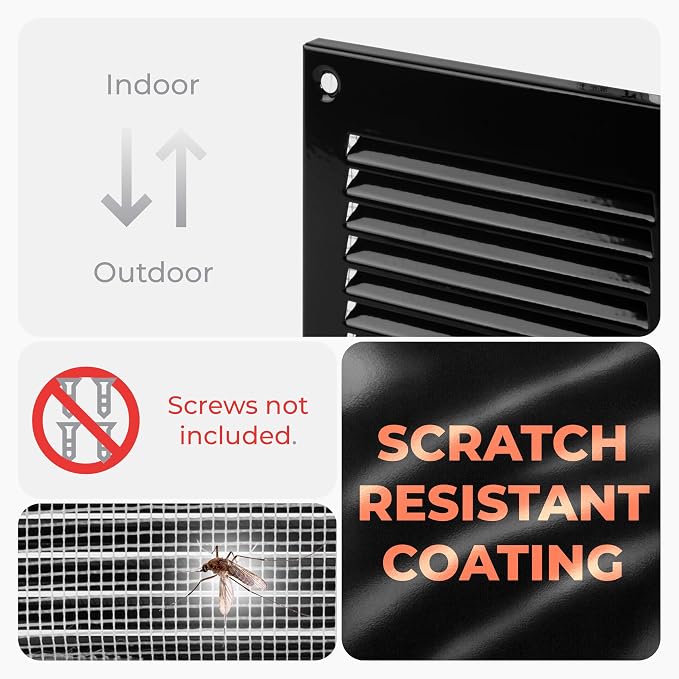 HVAC OV 8" x 4" Inch Black Metal Vent Cover – Ceiling Vents Covers - Image 3