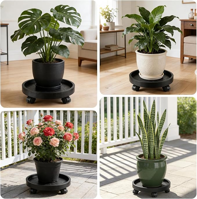 Planterhoma 4 Packs 13 Inch Plant Caddy - Image 8