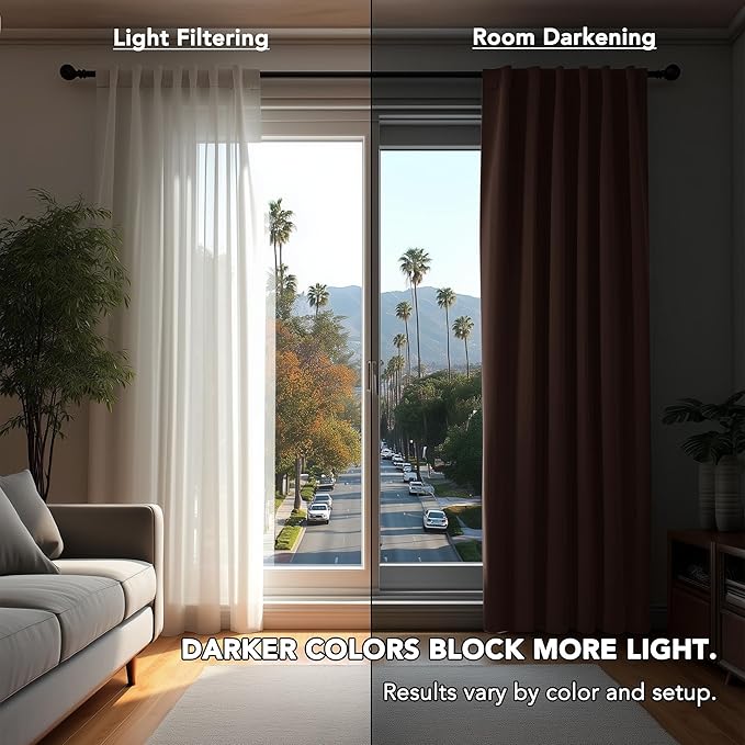Deconovo Blackout Curtains, Thermal Insulated, W52 x L54 2 Panels, Back Tab, Machine Washable, Room-Darkening Drapes for Bedroom/Living Room Chocolate