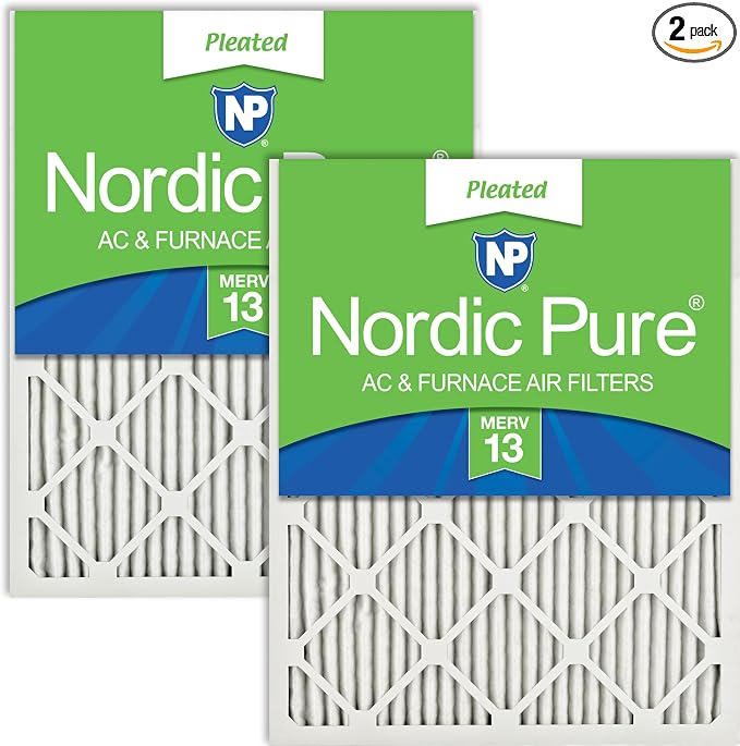Nordic Pure 16x30x1 Pleated MERV 13 Air Filters 2 Pack by NordicPure