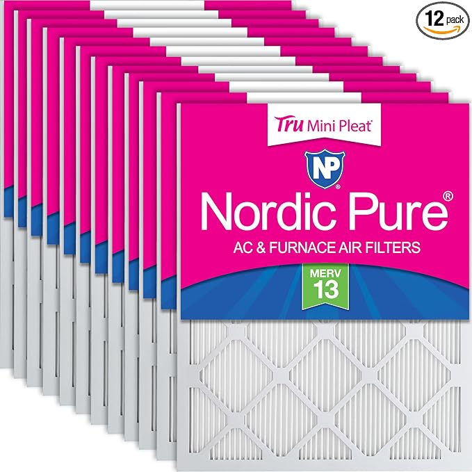 Nordic Pure 20x25x1 Tru Mini Pleat MERV 13 AC Furnace Air Filters 12 Pack | by NordicPure