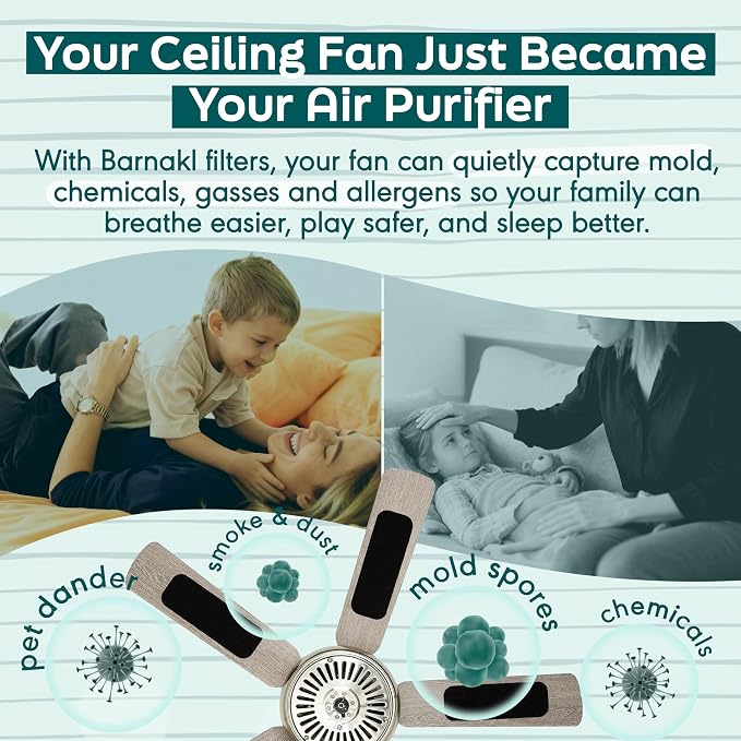 Barnakl Ceiling Fan Air Purifier Pads, Activated Coconut Shell Carbon Fan - Image 3