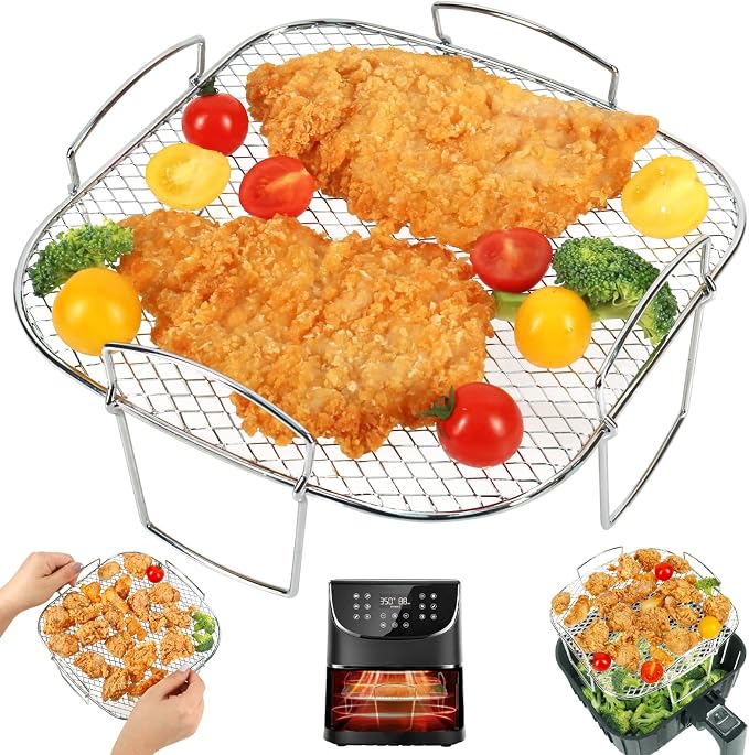 BYKITCHEN 8 Inch Square Air Fryer Rack, Stainless Steel Dehydrator Rack by BYKITCHEN