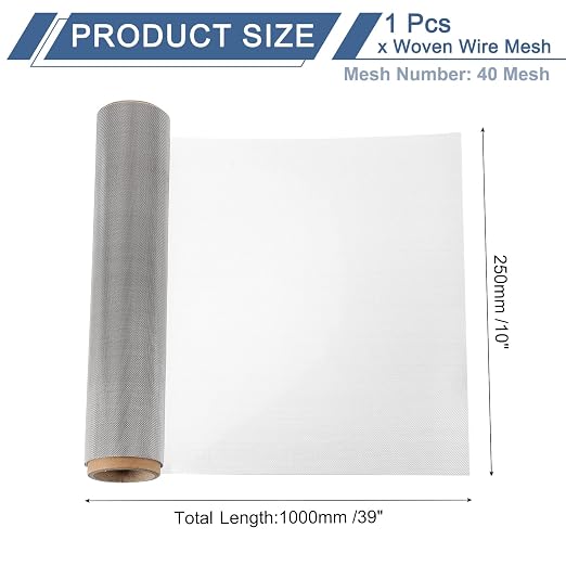 uxcell 40 Mesh 39" x 10" Woven Wire Mesh, 316 Stainless Steel Air Vent Filter - Image 2