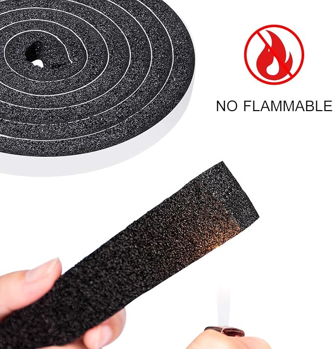 TORRAMI Open Cell Foam Weather Stripping Tape 1/2 Inch W X 3/8 Inch T, High - Image 3