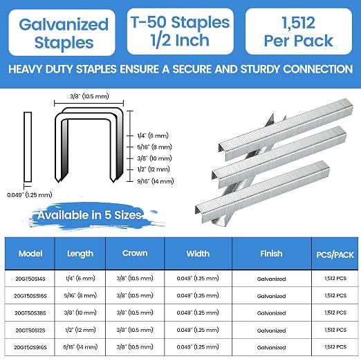 meite T-50 Staples, 1/2 Inch Length Heavy Duty Staples - Image 2