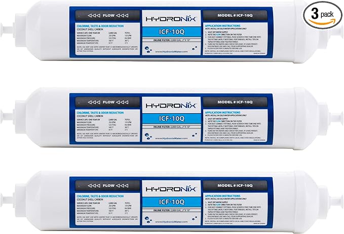 Hydronix ICF-10Q/3 Inline Post Activated Carbon Water Filter Replacement by Hydronix