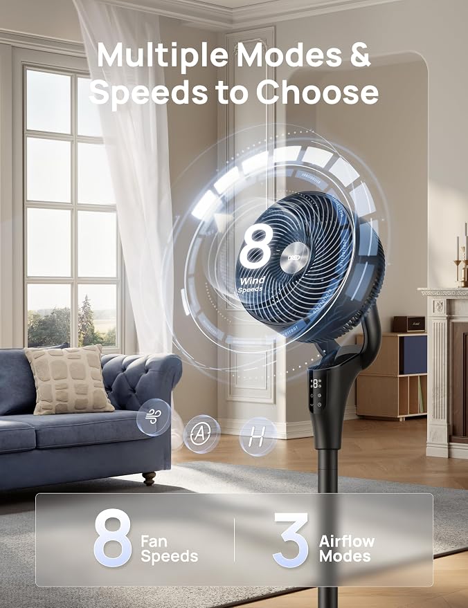DREO Fan for Bedroom, 2026 Upgraded, 90ft Airflow, 20dB Quiet Fan, 90° - Image 5