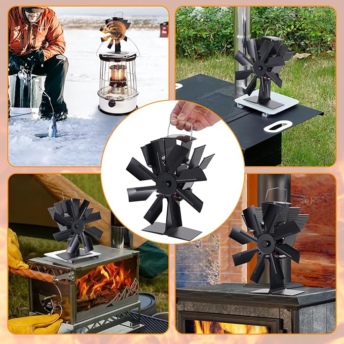 COMBIUBIU 8 Blade Wood Stove Fan, Heat Powered Fireplace Fan - Image 9