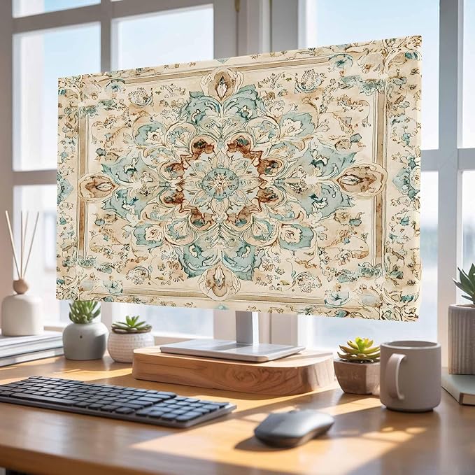 Bohemian Style Flowers Indoor TV Cover, Elastic TV Screen Protector Retro - Image 5