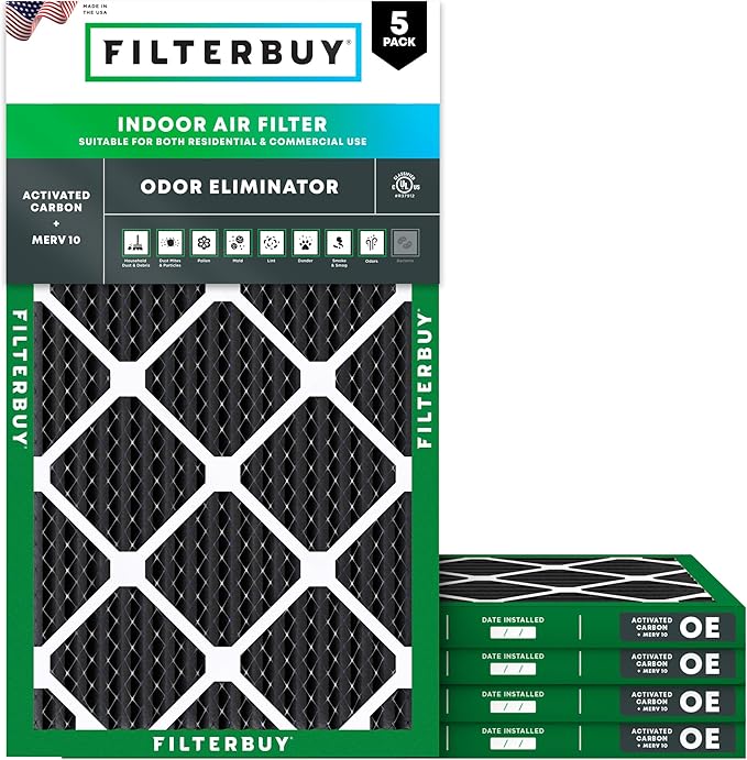 Filterbuy 10x30x1 Air Filter MERV 10 Odor & Allergy Defense by Filterbuy