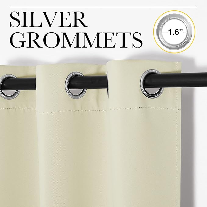 NICETOWN Room Darkening Curtain Panels - Baby Room Curtains 95 inches Long, Privacy Draperies (Beige, 42 inches Width, 1 Pair)