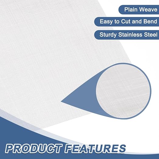 uxcell 300 Mesh 79" x 10" Woven Wire Mesh, 316 Stainless Steel Air Vent Filter - Image 3