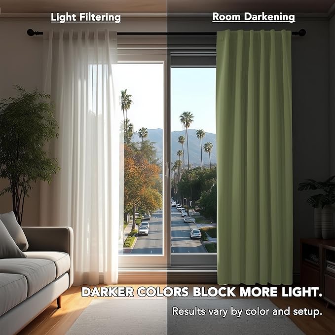 Deconovo Blackout Curtains, Thermal Insulated, W42 x L54 2 Panels, Back Tab, Machine Washable, Room-Darkening Drapes for Bedroom/Living Room Sage Green