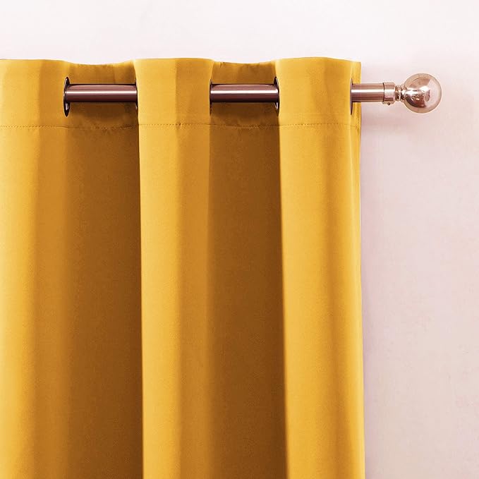 LEMOMO Yellow Thermal Blackout Curtains/52 x 84 Inch/Set of 2 Panels Room Darkening Curtains