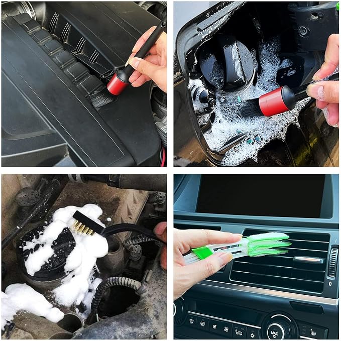 HMPLL 10pcs Auto Car Detailing Brush Set Car Interior Cleaning Kit Includes 5 - Image 7