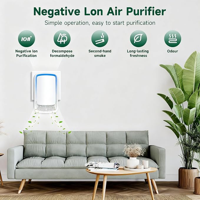 Plug In Air Ionizer Purifier for Home, Negative Ion Generator, Quiet Air - Image 3