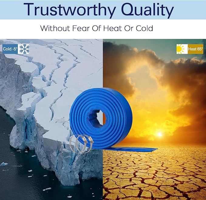 2" x 50FT Pool Backwash Hose, Heavy-Duty Pool Hose, Lay Flat Discharge Hose - Image 5