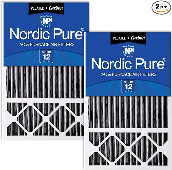 Nordic Pure 16x25x5 Honeywell Replacement Air Filters MERV 12 Plus Carbon 2 Pack by NordicPure