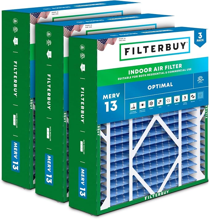 Filterbuy 20x26x5 Air Filter MERV 13 Optimal Smoke & Allergy Defense, Pleated by Filterbuy