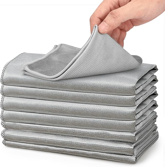 XANGNIER Microfiber Glass Cleaning Cloths, 8 Pack Streak Free Miracle Cleaning by XANGNIER
