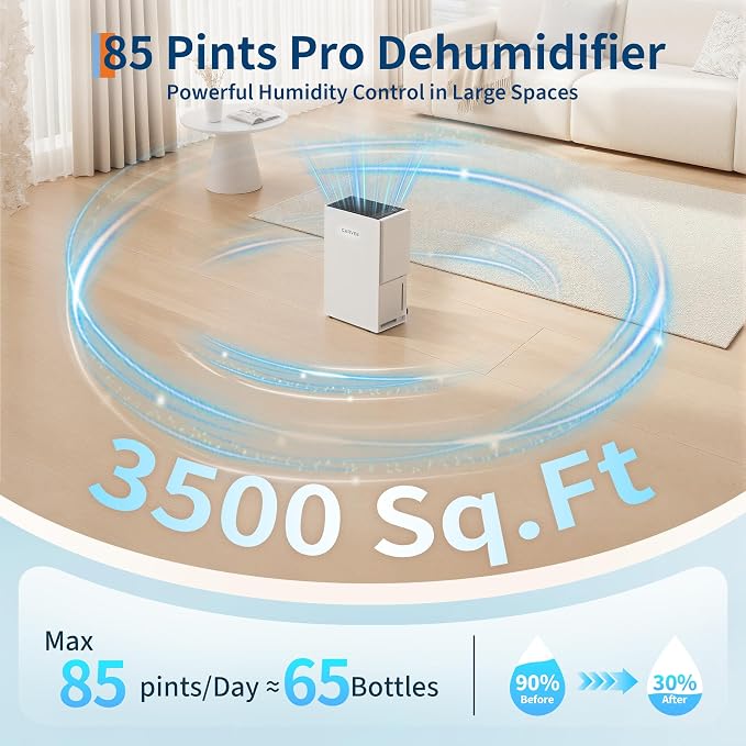 GarveeHome 3500 Sq. Ft Dehumidifier, Max 85 Pint/Day Energy Star Most Efficient - Image 3