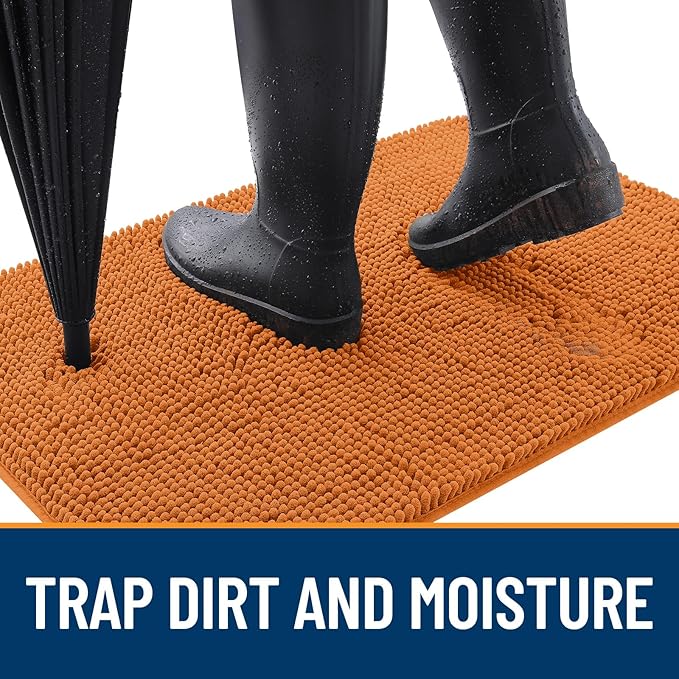 OLANLY Dog Door Mat for Muddy Paws 59x24, Absorbs Moisture and Dirt, Absorbent Non-Slip Washable Doormat, Quick Dry Chenille Mud Mat for Dogs, Entry Indoor Entryway Carpet for Inside Floor, Clay