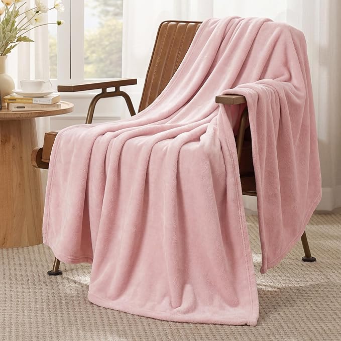 Bedsure GentleSoft Fleece Blanket Twin Size Pink - 300GSM Lightweight Plush Fuzzy Cozy Soft Warm Blanket for Bed, Sofa, Couch, Travel, Camping, 60x80 inches