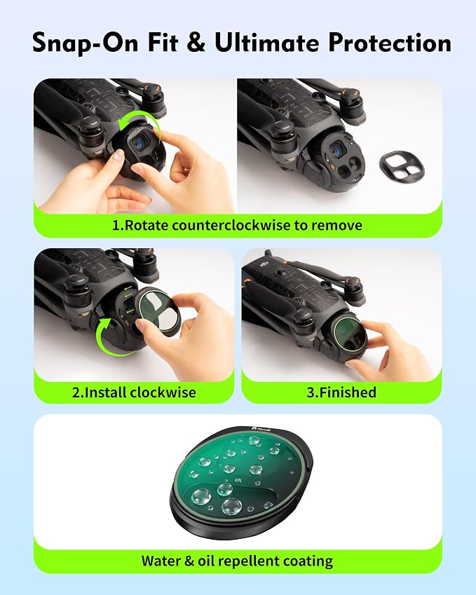 4-Pack Filter Kit for DJI Mavic 4 Pro, Combo of CPL ND8 ND32 ND64 Lens - Image 5