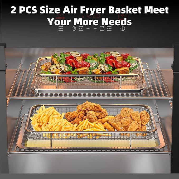 Air Fryer Basket for Oven, 2 Set Air Fryer Tray and Pan - Image 6