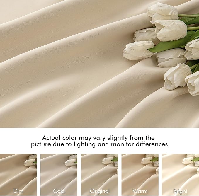 MIULEE Cream Beige Back Tab Light Blocking Curtains 84 Inch Length 2 Panels Set for Living Room Bedroom Privacy, Rod Pocket/Pinch Pleated Thermal Insulated Room Darkening Blackout Drapes W72xL84