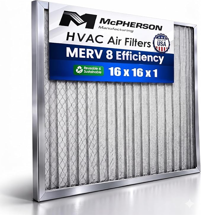McPherson Reusable Air Filter 16x16x1 | Washable MERV 8 | Made in USA Metal by McPhersonManufacturing