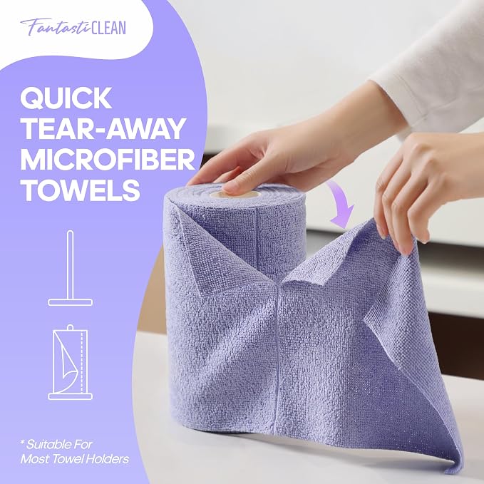 Fantasticlean Microfiber Cleaning Cloth Roll -60 Pack, Tear Away Paperless - Image 2